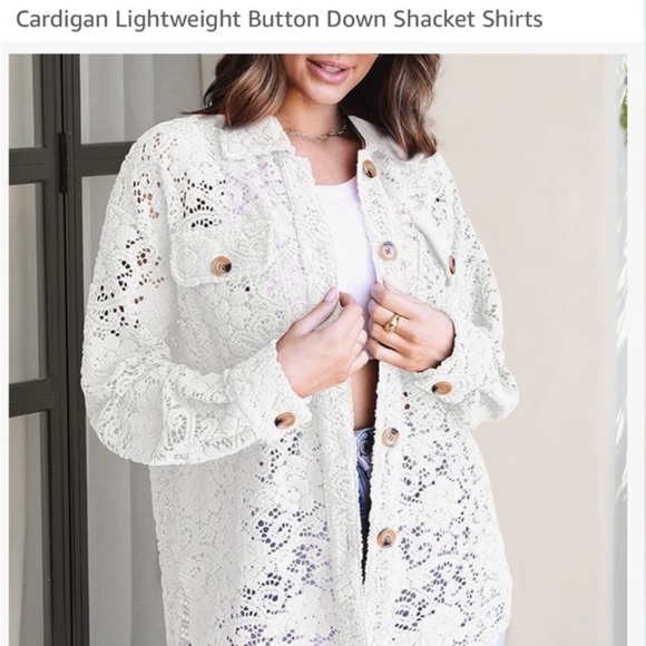 merkeety Jackets & Blazers - Women's White Lace Shacket